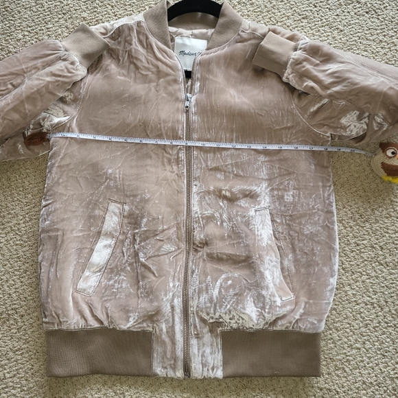 Women's Tan Velvet Bomber Jacket NWOT Size XXS - Picture 13 of 15